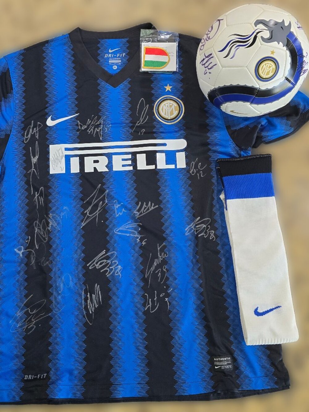 SIGNED 2010 Championship Team Inter Milan Jersey & Soccer Ball - NWT